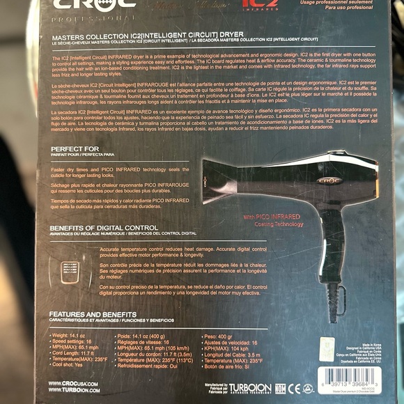 New Professional Croc IC2 infrared Master Collection Hair dryer Set. Rare! - Picture 4 of 6